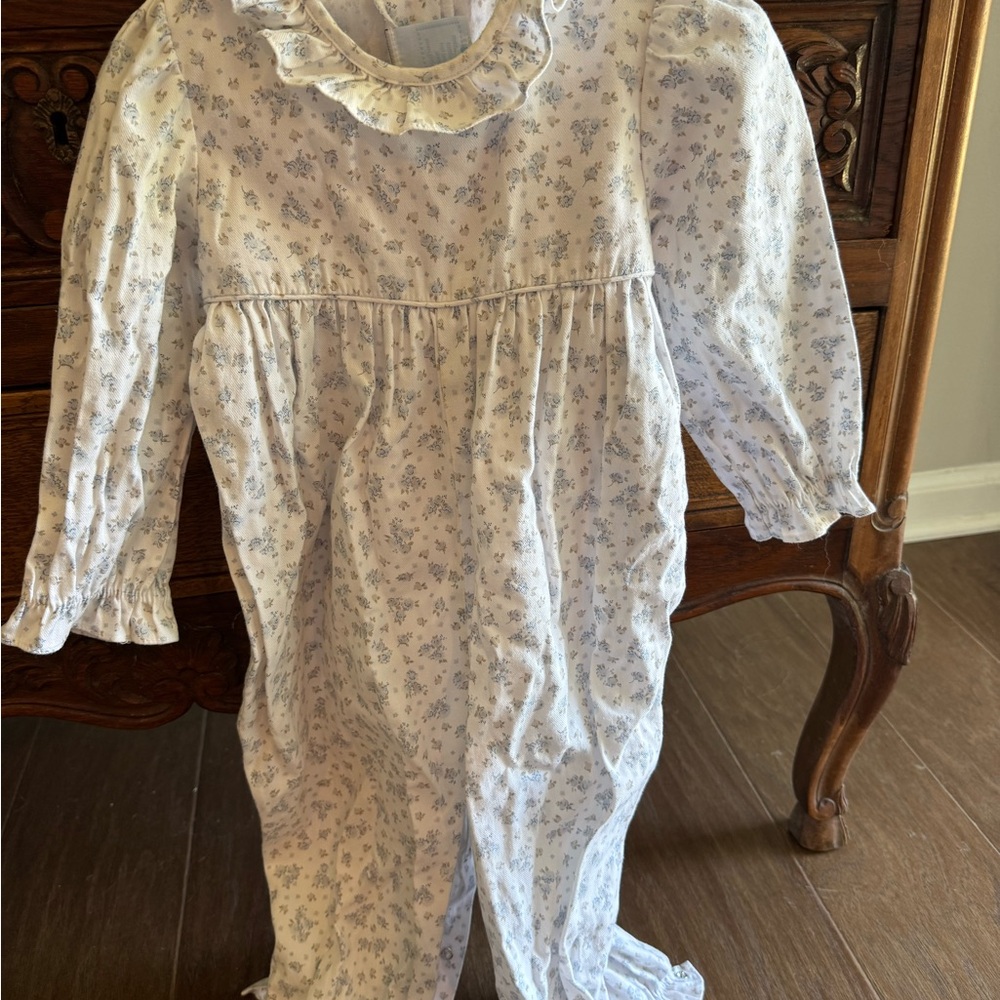 Floral White girls Romper